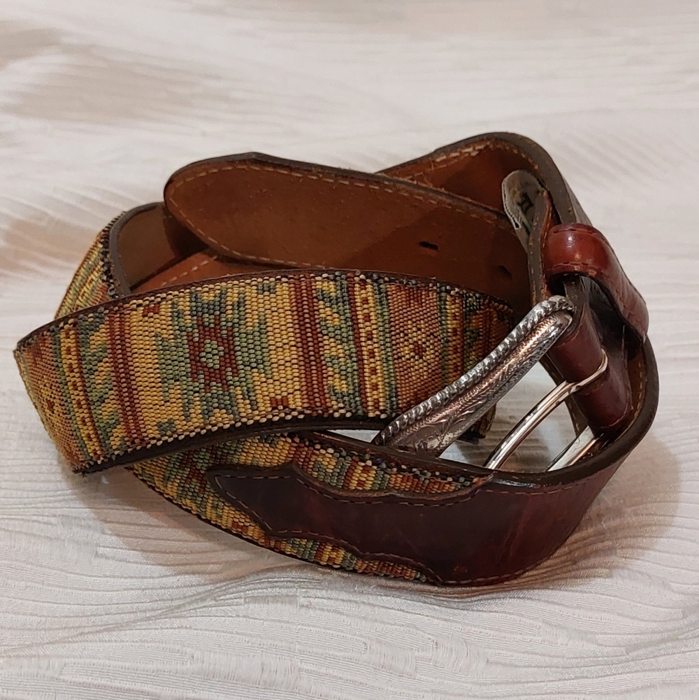 Orvis Brown and Multicolor Woven Belt